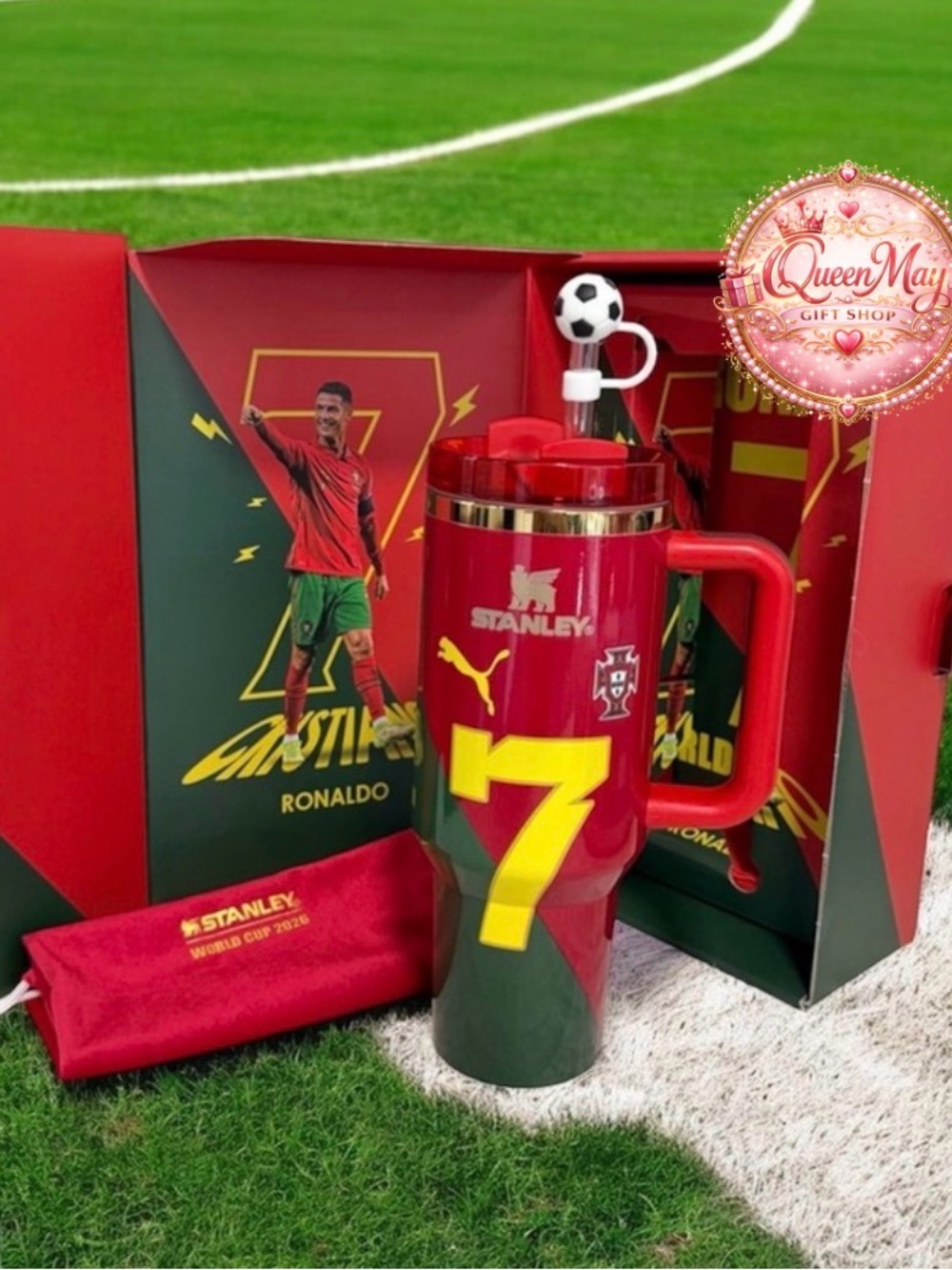 Red & Green Ronaldo #7 Football 40 oz Tumbler